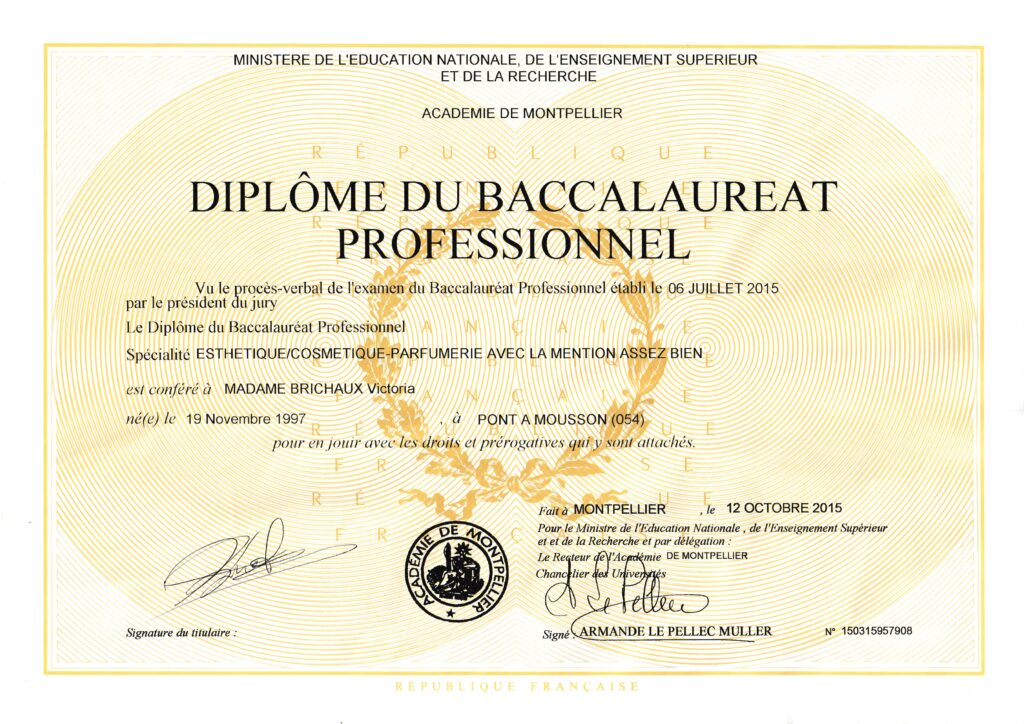 DIPLOME Bac MECP